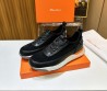 Мужские комбинированные кроссовки Santoni 2024 черные