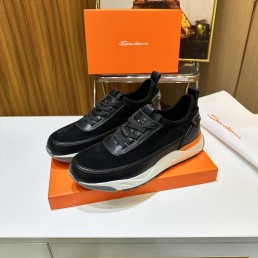 Мужские комбинированные кроссовки Santoni 2024 черные