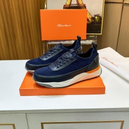 Мужские комбинированные кроссовки Santoni 2024 синие