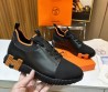 Мужские комбинированные кроссовки черные Hermes 2024 с черной подошвой