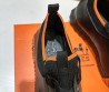 Мужские комбинированные кроссовки черные Hermes 2024 с черной подошвой