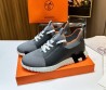 Мужские комбинированные кроссовки Hermes 2024 серые с черным