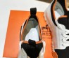 Мужские комбинированные кроссовки Hermes 2024 белые с черным