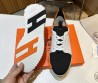 Мужские комбинированные кроссовки Hermes 2024 белые с черным