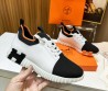 Мужские комбинированные кроссовки Hermes 2024 белые с черным