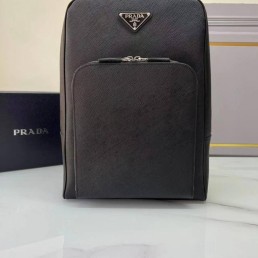 Рюкзак из сафьяновой кожи Prada 2024 черный 46х30х12