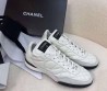Женские кожаные кроссовки Chanel 2024 белые с прострочкой