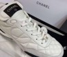 Женские кожаные кроссовки Chanel 2024 белые с прострочкой