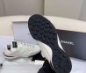 Женские кожаные кроссовки Chanel 2024 белые с прострочкой