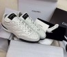 Женские кожаные кроссовки Chanel 2024 белые с прострочкой