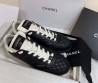 Женские кожаные кроссовки Chanel 2024 черные с прострочкой