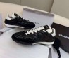 Женские кожаные кроссовки Chanel 2024 черные с прострочкой