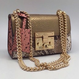 Женская кожаная сумка Gucci золотая