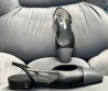 Женские кожаные босоножки Chanel 2024 черные с серым носом