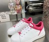 Женские кожаные кроссовки Louis Vuitton 2024 белые с розовой канвой