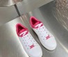 Женские кожаные кроссовки Louis Vuitton 2024 белые с розовой канвой
