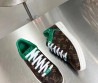Женские кожаные кроссовки Louis Vuitton 2024 коричневые с принтом с зеленой канвой