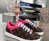 Женские кожаные кроссовки Louis Vuitton 2024 коричневые с принтом с розовой канвой