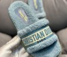 Женские меховые шлепки Christian Dior 2024 голубые