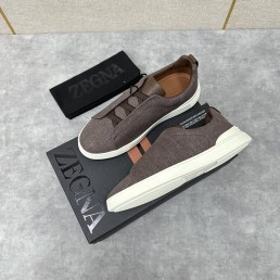 Мужские текстильные кеды Ermenegildo Zegna 2024 коричневые