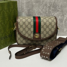 Женская сумка Gucci 2024 бежевая с орнаментом 22х16х6 канва