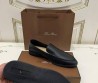 Мужские кожаные лоферы черные Loro Piana 2024 с черной подошвой