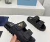 Женские текстильные шлепки Prada 2024 на резиновой подошве с логотипом черные