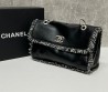 Женская кожаная сумка Chanel 2024 черная с бахромой 26х17х10