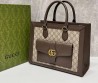 Женская кожаная сумка Gucci 2024 коричневая с бежевым 34х26х14