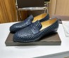 Мужские кожаные лоферы Bottega Veneta 2024 под плетение синие