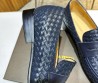 Мужские кожаные лоферы Bottega Veneta 2024 под плетение синие