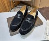 Мужские замшевые лоферы Bottega Veneta 2024 под плетение черные с кожаными элементами