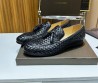 Мужские кожаные лоферы Bottega Veneta 2024 под плетение черные с кисточками