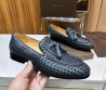 Мужские кожаные лоферы Bottega Veneta 2024 под плетение синие с кисточками