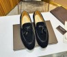 Мужские замшевые лоферы Bottega Veneta 2024 под плетение черные с кисточками
