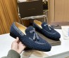 Мужские замшевые лоферы Bottega Veneta 2024 под плетение синие с кисточками