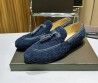 Мужские замшевые лоферы Bottega Veneta 2024 под плетение синие с кисточками