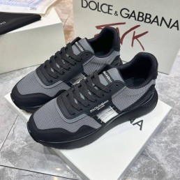 Мужские комбинированные кроссовки Dolce & Gabbana 2024 серые с черным