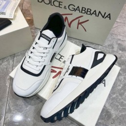 Мужские комбинированные кроссовки Dolce & Gabbana 2024 белые с черными вставками
