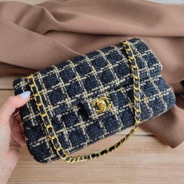 Женская твидовая сумка Chanel 2024 Flap bag 25х15 синяя