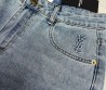 Женские джинсы Saint Laurent 2024 синие с эмблемами на кармане