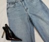 Женские джинсы Saint Laurent 2024 синие с эмблемами на кармане