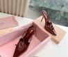 Женские кожаные туфли Miu Miu 2024 бордовые лакированные каблук 10 см