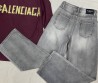 Женские джинсы Balenciaga 2024 серые с потертостями