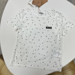 Женская футболка Miu Miu 2024 белая в черный горошек