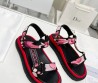 Женские сандалии Christian Dior 2024 D-Wave с вышивкой черные с розовым