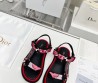 Женские сандалии Christian Dior 2024 D-Wave с вышивкой черные с розовым