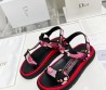 Женские сандалии Christian Dior 2024 D-Wave с вышивкой черные с розовым