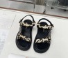 Женские сандалии Christian Dior 2024 D-Wave с вышивкой бежевые с черным