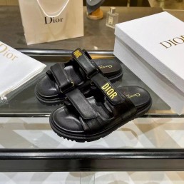 Женские кожаные шлепки Christian Dior 2024 Dioract черные